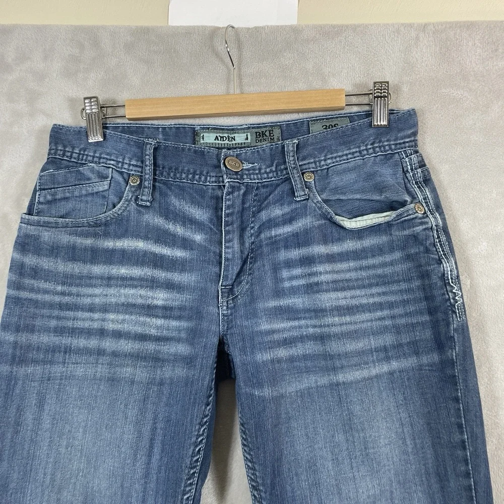 BKE Aiden Bootleg Jeans Mens 30S (30x29) Blue Medium Wash Bootcut Denim
